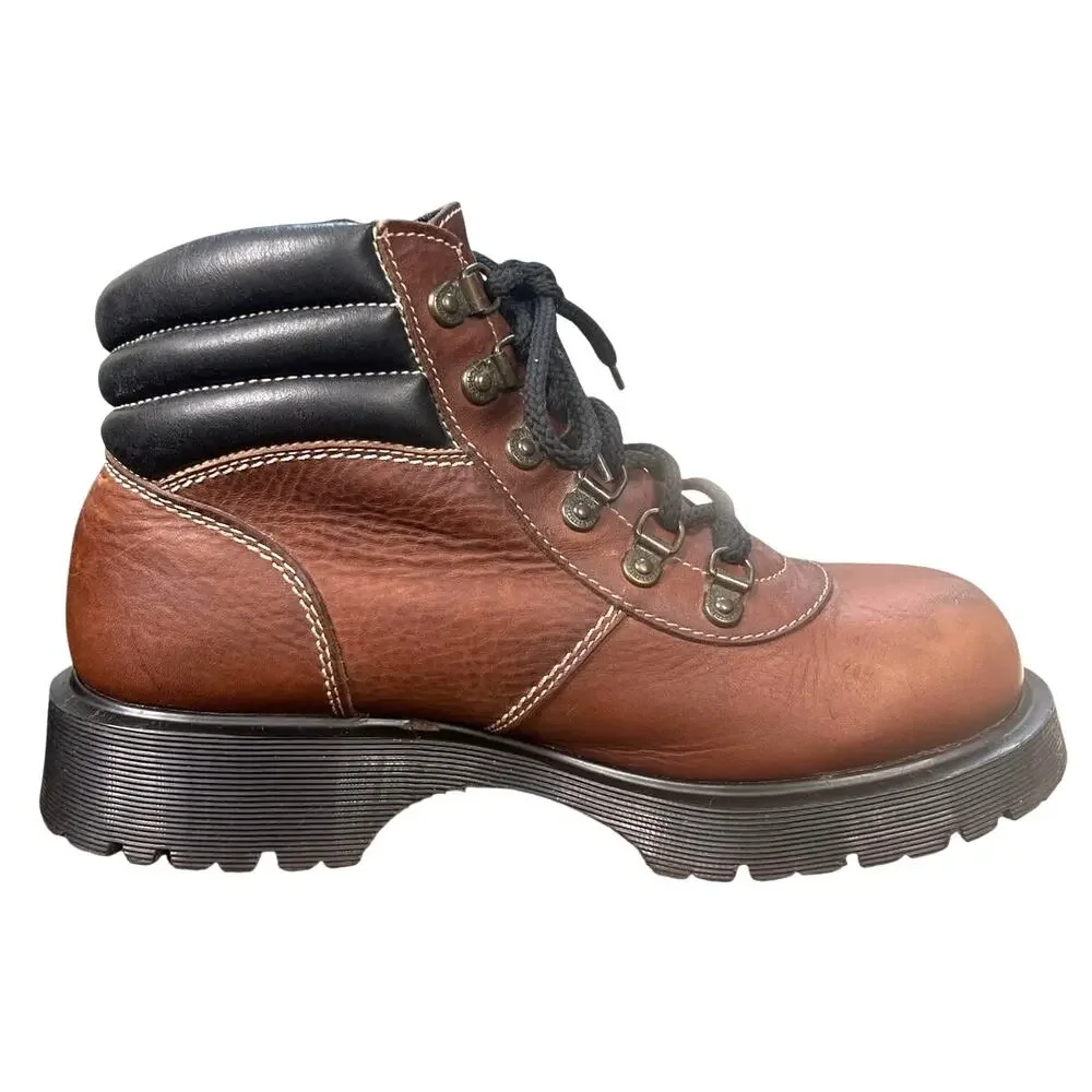 Vintage Dr. Martens Made In England Brown Chunky Hiker Boots UK 9 US M 10 W 11